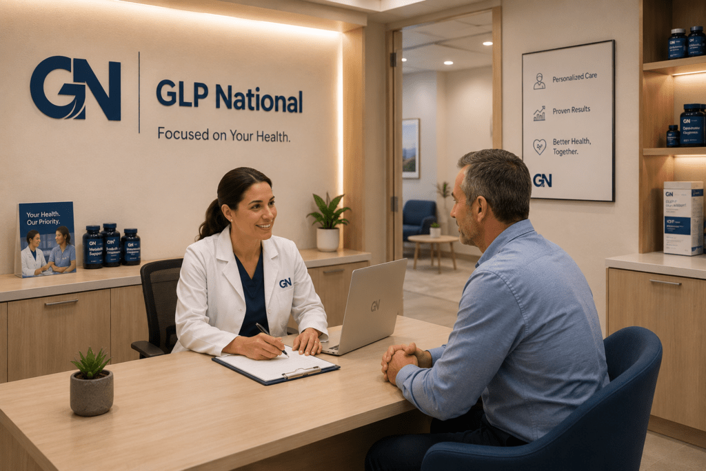 GLP National provider discussing personalized GLP-1 treatment options with a patient