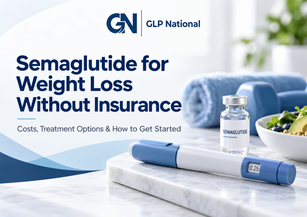 GLP National semaglutide weight loss without insurance guide featuring injection treatment, costs, and options in Miami, FL.